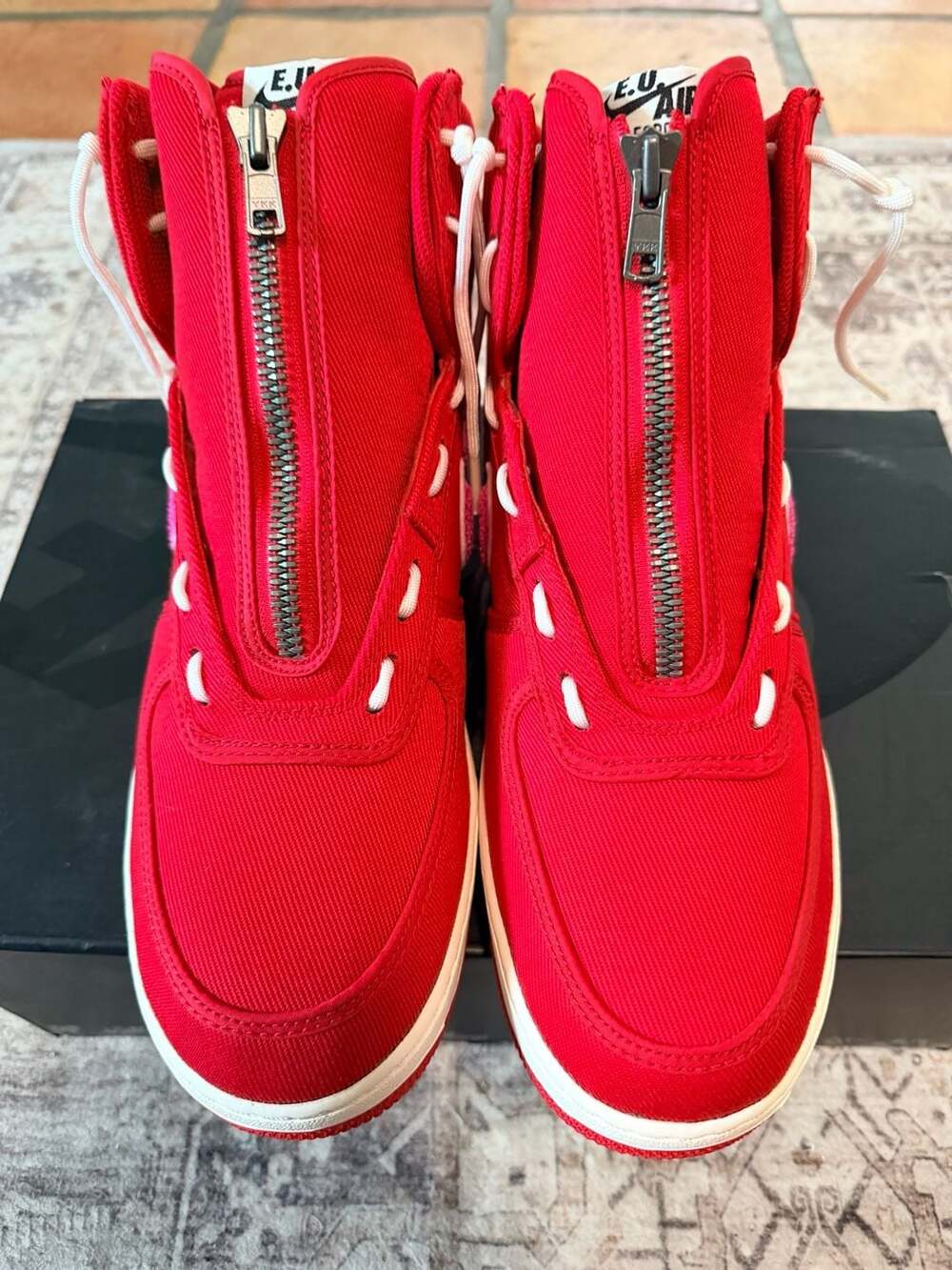 Nike Air Force 1 High x Emotionally Unavailable 'Heart' Red Canvas Sneakers - Picture 2 of 13